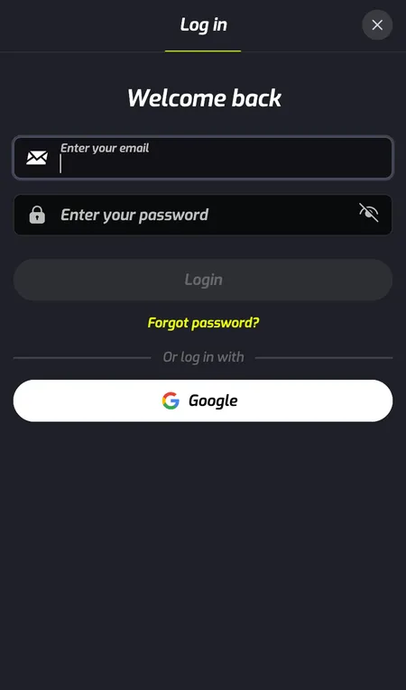 F7 Casino login form with email and password fields